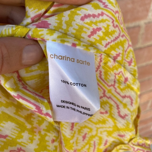 Charina Sarte‎ Swing Mini Dress Women's S Yellow Pink Poppy India Print - Picture 8 of 16